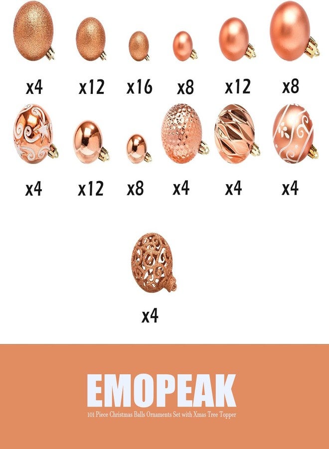 Emopeak Luxury Christmas Balls Ornaments Set - Shatterproof Mini Holiday Balls for Xmas Tree Topper and Hang Rope (Orange, Multi Size) - Image 3